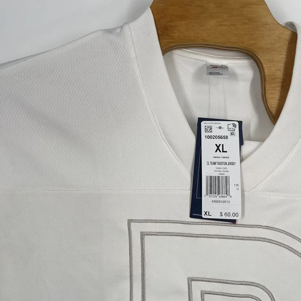 T-shirt Reebok Classics Team Tradition‎ Jersey Short Sleeve Logo White Size XL